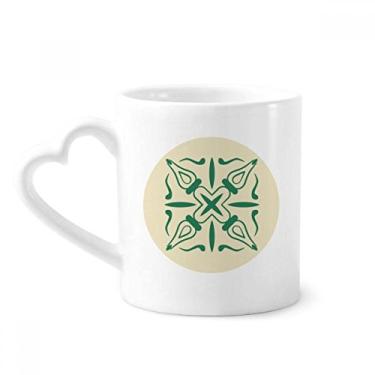 Imagem de Talavera Caneca decorativa estilo verde padrão caneca café cerâmica copo de coração de vidro