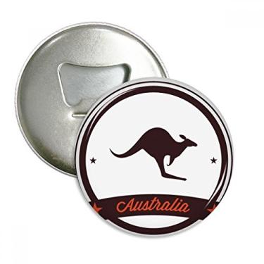 Imagem de Ilustração com emblema canguru sabor australiano, abridor de garrafas, ímã de geladeira, emblema multifuncional