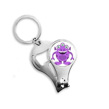 Imagem de Cortador de unhas alienígena monstro roxo alienígena anel chaveiro abridor de garrafas