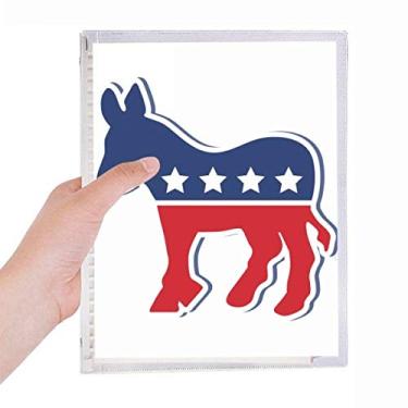 Imagem de Caderno com emblema de burro americano para festa democrata, folhas soltas, recarregável, diário de papelaria