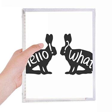 Imagem de Caderno natural com contorno de animais de coelho preto, diário de folhas soltas recarregável, papelaria