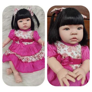 Boneca Bebe Barata Reborn Morena Baby Dolls Super Linda Rosa - Chic Outlet  - Economize com estilo!