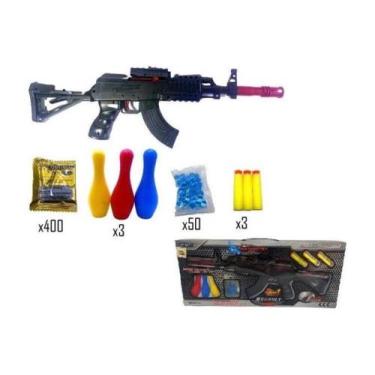 Brinquedo Ak-47 Arminha Lança Dardos E Bolinhas De Gel Grande