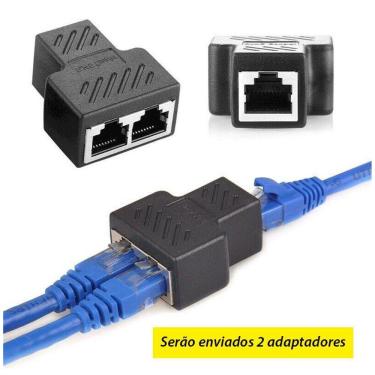 Imagem de Adaptador Duplicador Rj45 Fêmea Preto  2 Unidades 