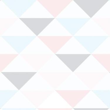 Imagem de Papel De Parede Adesivo Triângulos Rosa Bebê Azul E Cinza - Sete Saba