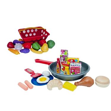 Imagem de Brinquedo Menino Menina Cozinha Infantil Chef 31 peças Frigideira Frutas e Legumes