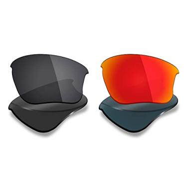 Imagem de 2 pares de lentes de reposição polarizadas da Mryok para óculos de sol Oakley Flak Jacket XLJ - Opções, Stealth Black & Fire Red, One Size
