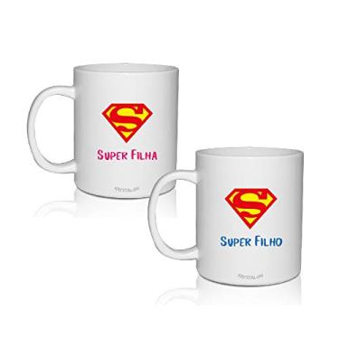 Imagem de Kit 2 Canecas Brancas Personalizadas Dia das Crianças Super Filhos