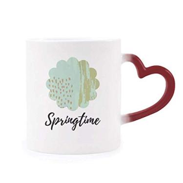 Imagem de Caneca de grés com estampa abstrata de plantas sensíveis ao calor Matcha Caneca vermelha que muda de cor