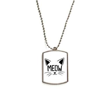 Imagem de Colar para animais de estimação com pingente de corrente de aço inoxidável com citação de cabeça de gato Mewing