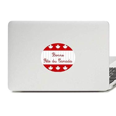 Imagem de Maple Leaf Adesivo de notebook com emblema de vinil e slogan vermelho Happy Canada Day