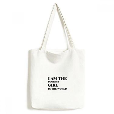 Imagem de Bolsa de lona I Am The Poorest Girl, bolsa de compras, bolsa casual