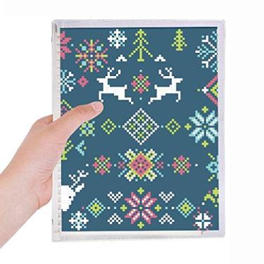 Imagem de Caderno de flores de Natal, cervo, neve, pixels, folhas soltas, diário recarregável, papelaria