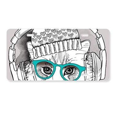 Imagem de DIYthinker Fone de ouvido chapéu de lã branco proteção animal placa decoração aço inoxidável automóvel