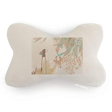 Imagem de Almofada de apoio de cabeça com estampa de cervo em estilo clássico chinês, decoração de pescoço