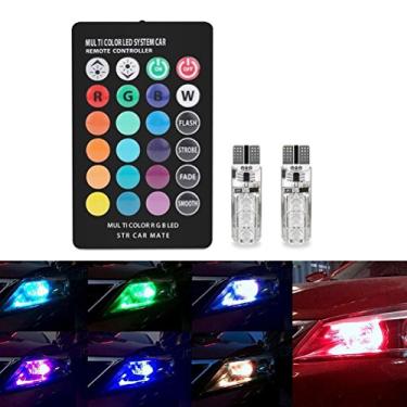 Imagem de WINOMO - 2 peças de lâmpadas de LED RGB para neblina interior cunha placa de licença luzes laterais estroboscópicas com controle remoto infravermelho