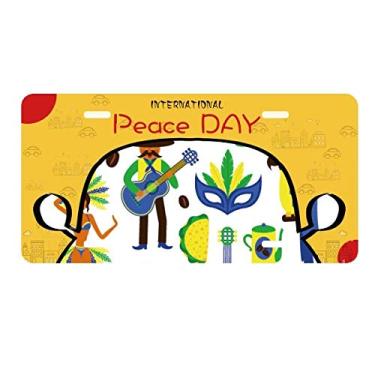 Imagem de DIYthinker Placa de carro com estampa de papagaio de futebol para guitarra café Brasil Decoração de carro Dia da Paz