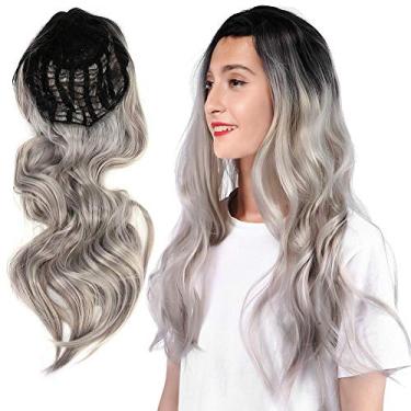 Imagem de  Romântico Dia dos Namorados  Perucas femininas falsas, onduladas longas e encaracoladas, preto, cinza, parte média, perucas de cabelo falso, para mulheres, para festas, cosplay, barbearia, salão de cabeleireiro, local profissional