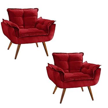 Imagem de Kit 2 Poltrona Decorativa Perola Quarto, Sala, Recepção, Área Gourmet Vermelho