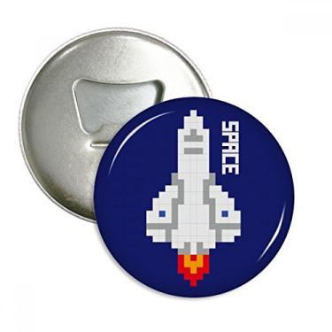 Imagem de Abridor de garrafa redondo Rocket Take Off Universe Pixel com ímã de geladeira e botão, 3 peças, presente