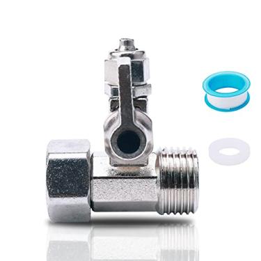 Imagem de JIUWU 1/2 PT (3/4 polegada/19,5 mm/20,3 mm) para 1/4 polegada (6,5 mm) RO Adaptador de água com válvula de esfera torneira torneira de alimentação osmose reversa prata