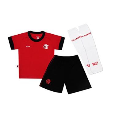Imagem de Conjunto camiseta, shorts e meia Flamengo, Rêve D'or Sport, Crianças, Vermelho/Preto, 1