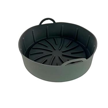 Imagem de Forma De Silicone Para Airfryer Fritadeira Elétrica Redonda 16cm Antiaderente Reutilizável Forminha Bolo (Cinza)