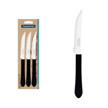 Imagem de Conjunto De Facas Para Churrasco Tramontina Leme Com Lâminas Em Aço Inox E Cabos De Polipropileno Preto 3 Peças