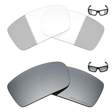 Imagem de 2 pares de lentes de reposição para óculos de sol Oakley Gascan – Cinza Eclipse fotocromático/prata titânio