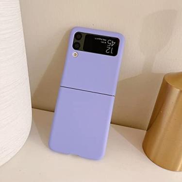 Imagem de Para Samsung Galaxy Z Flip 4 3 5 Candy Pure Color Case Para Samsung Z flip5 flip3 ZFlip 5 4 3 ZFlip4 Ultra Thin Hard PC Back Cover, Roxo, para Samsung Z Flip 4