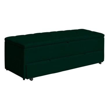 Imagem de Calçadeira Baú Sapateira Casal 140cm Ayla Suede Capitonê - Estopar