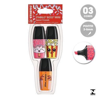 Imagem de Mini Marca Texto Stabilo Boss 3 Cores Neon Sweet Friends 58