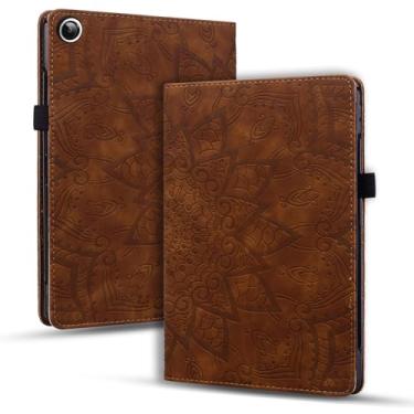 Imagem de YBFJCE Capa para Samsung Galaxy Tab A9 Plus 2023 (SM-X210/SM-X215/SM-X216) 11 polegadas, capa protetora fina com suporte para lápis, capa fólio de couro PU para Samsung Galaxy Tab A9+, marrom