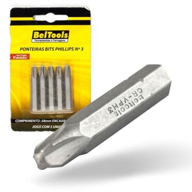 Imagem de Kit 5 Ponta Bit Phillips CV 38mm x 1/4 x N3 Beltools