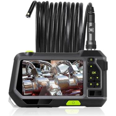 Imagem de Endoscópio de lente dupla Câmera de inspeção de 5,5 mm Endoscópio industrial Nts500 Boroscópio, 6 luzes LED com lente dupla, tela Ips de 5 polegadas, cartão 32G, Ip67 à prova d'água, 3 m