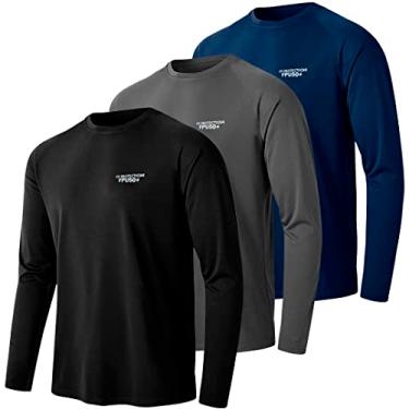 Imagem de Kit 3 Camisetas Térmicas Masculina Segunda Pele Camisa Uv50 (BR, Alfa, G, Regular, Preto, Cinza e Azul Marinho)