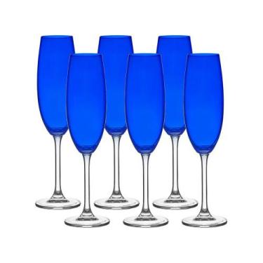 Imagem de Jogo Com 6 Taças Champagne 220ml Azul - Bohemia