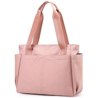 Imagem de PlasMaller Bolsa de viagem de mão embalável bagagem de viagem esportiva academia bolsa leve bolsa de ombro, rosa, Medium