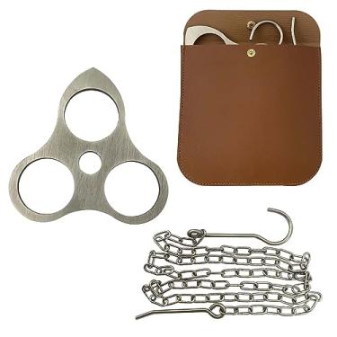 Imagem de Triângulo de suporte de piquenique de aço inoxidável, adequado para acampamento e culinária ao ar livre, pode ser transformado em um tripé com panelas de corrente ajustável, uma ferramenta essencial