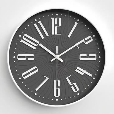 Imagem de Sveudvdis Relógio de parede operado por bateria, relógio de parede silencioso sem tique-taque para cozinha, escritório, sala de estar (cinza)