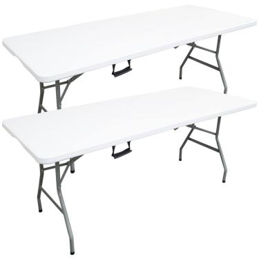 Imagem de 2 Mesas de Camping Dobrável Praia 180x74 para 6 Pessoas em Aço e Vira Maleta Importway IWMCD-18376