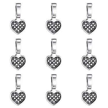 Imagem de 140 peças Colher de prata antiga faça você mesmo colagem de coração em fivelas - pequenos pingentes de joias para fazer pingentes Scrabble ou pingentes de azulejos de cabochão de vidro (0098)