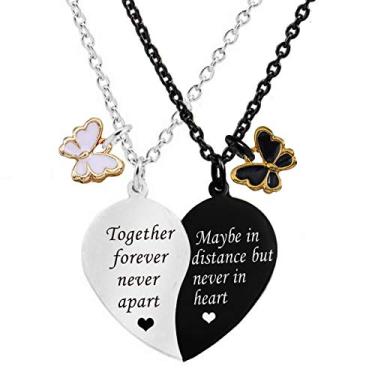 Imagem de MJartoria Colar BFF para 2 - Colar de coração combinando com pingente de melhores amigos, conjunto de 2 presentes para mulheres, Aço inoxidável, Sem Pedra Preciosa