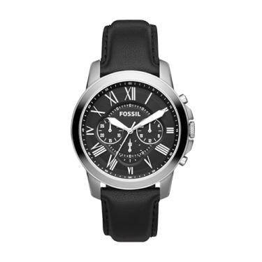Imagem de Fossil Relógio cronógrafo masculino Grant de quartzo de aço inoxidável, Prata, preto, one size, FS4812IE