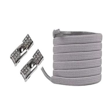 Imagem de Cadarços Elásticos Para Tênis, Travas Cruzadas De Diamante, Cadarços Sem Laços, Largura Para Crianças, Sem Laço, Cadarços De Borracha(Light gray)