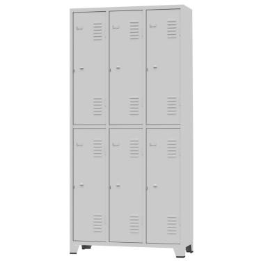 Imagem de Armário Roupeiro De Aço Vestiário Academia 6 Portas Locker Cinza com Chave