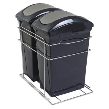 Imagem de Lixeira Dupla Aramada Deslizante 15L Aço Inox Piva com Corrediças Telescópicas Cozinha
