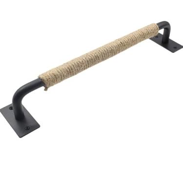 Imagem de Maçaneta de porta de celeiro simples, porta deslizante rústica, maçaneta de puxar, aço carbono preto, portão de madeira resistente, hardware vintage, estilo G 320 mm