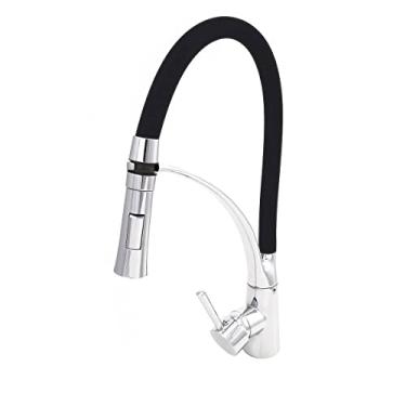 Imagem de TORNEIRA GOURMET PARA COZINHA BICA FLEXÍVEL E MONOCOMANDO Q/F KITP125 PRETA