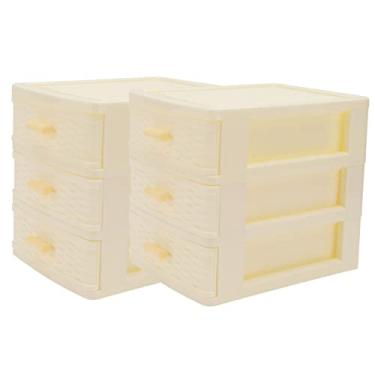 Imagem de 2 peças caixas organizador gavetas armazenamento cômoda de plástico gaveta de armazenamento mini organizador organizador de maquiagem gaveta de maquiagem banquinho de vaidade mesa armazenamento transp